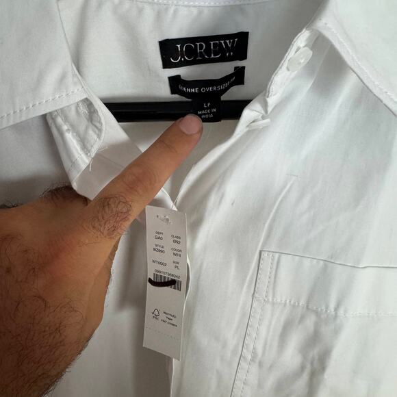 J.Crew Etienne Maura Oversized Fit Shirt WMN PL White BZ990 Button Up Relaxed LS - Picture 8 of 10